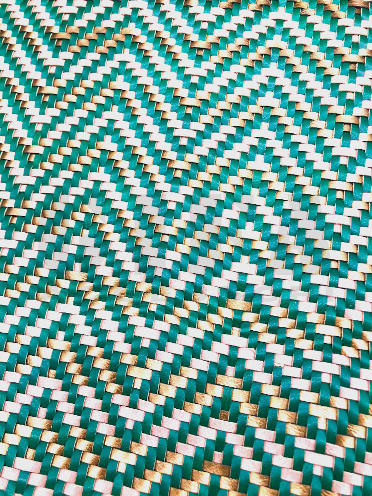 Finta pelle intrecciata - Verde Oro Beige