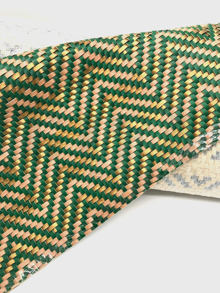Finta pelle intrecciata - Verde Oro Beige