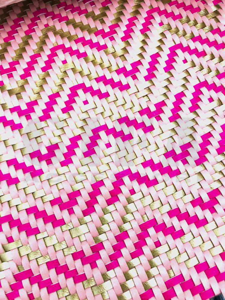 Finta pelle intrecciata - Fucsia Oro Beige