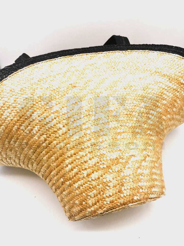 Borsa in paglia mod cappelliera col naturale+nero con manico g35