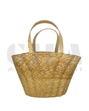 Borsa in paglia mod.ventaglio col naturale con manici cuciti g105