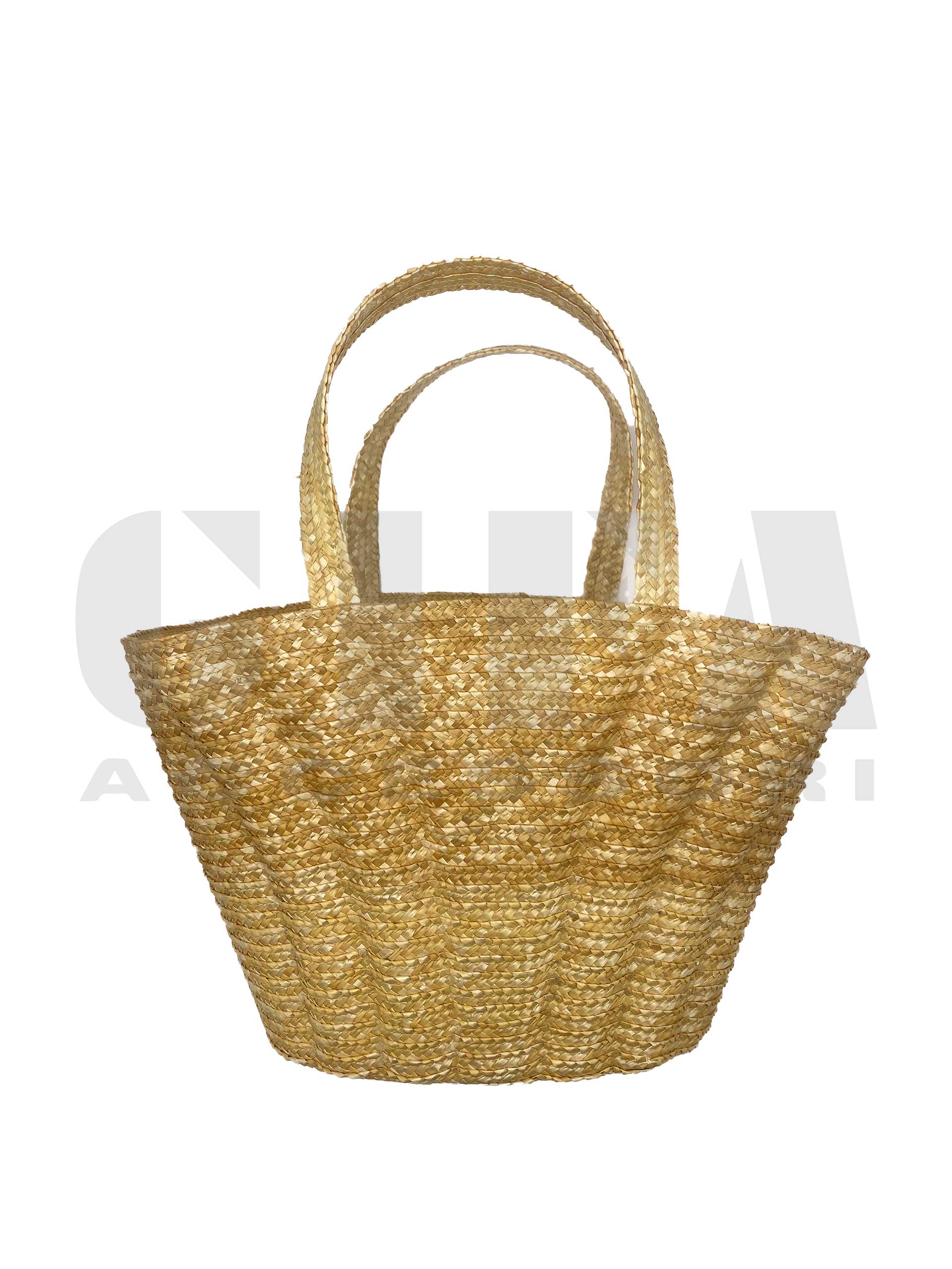 Borsa in paglia mod.ventaglio col naturale con manici cuciti g105