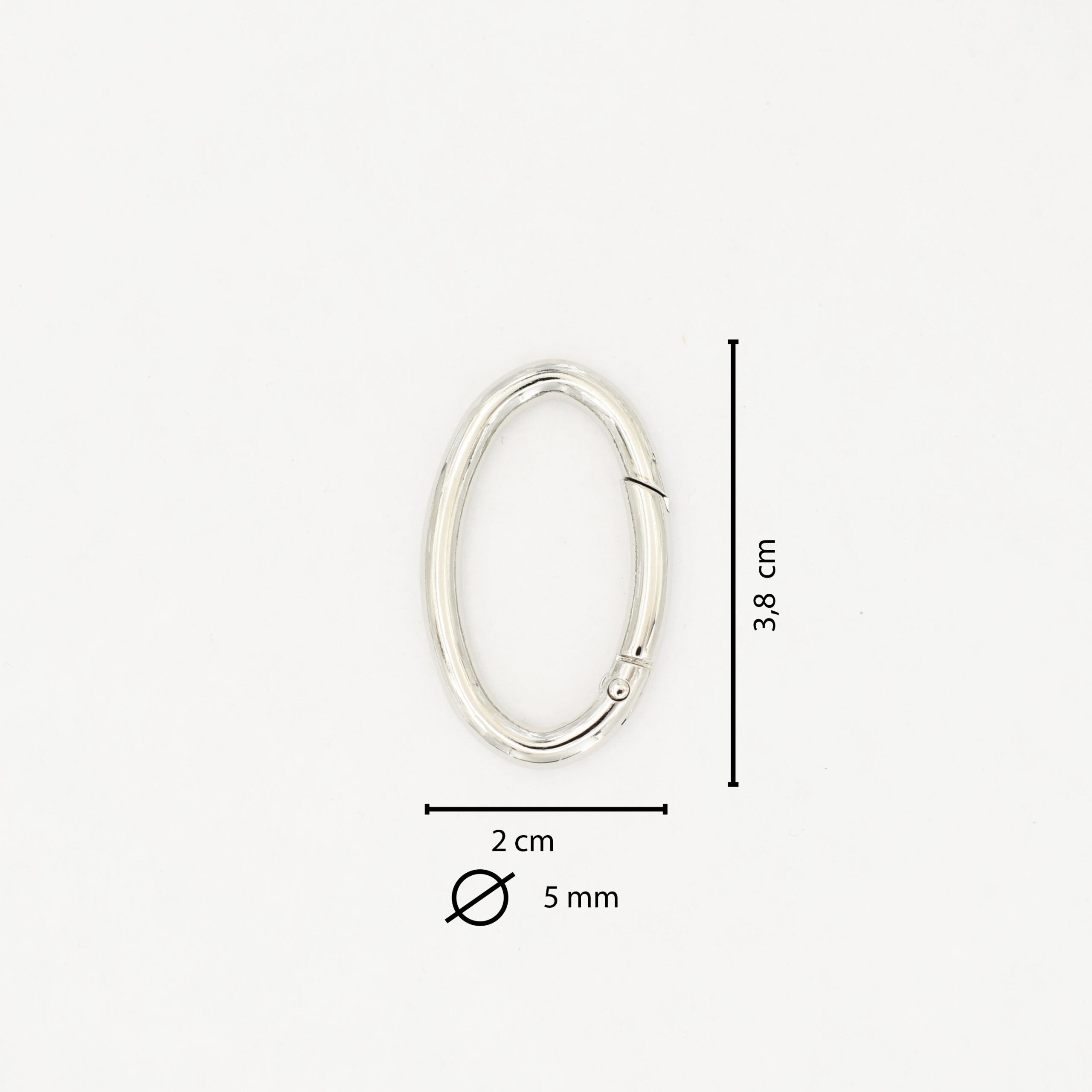 Anello a moschettone 3,8 cm ovale filo tondo