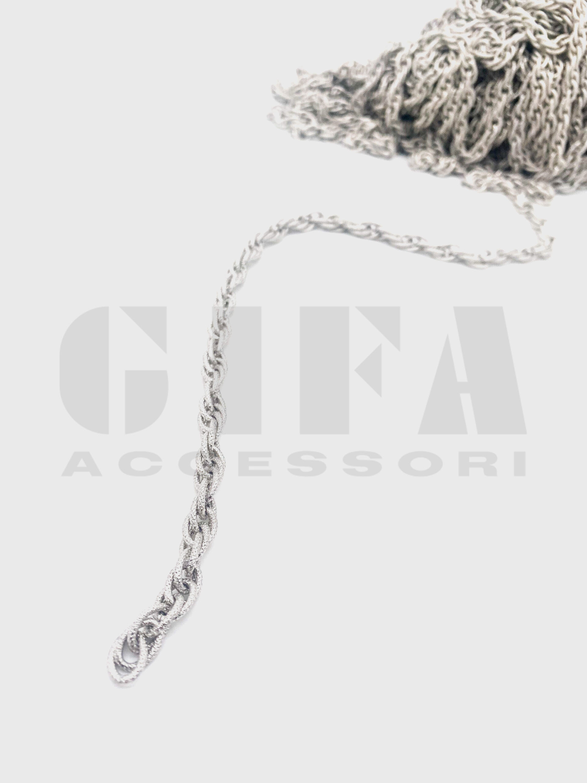 Catena in alluminio corda 150 maglia zigrinata nichel - immagine 4