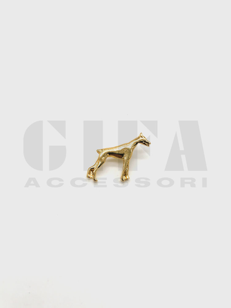 Borchia cane Dobermann con rivetto Oro