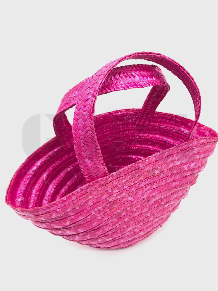 Borsa in paglia onda piccola con manici Fuxia G/04