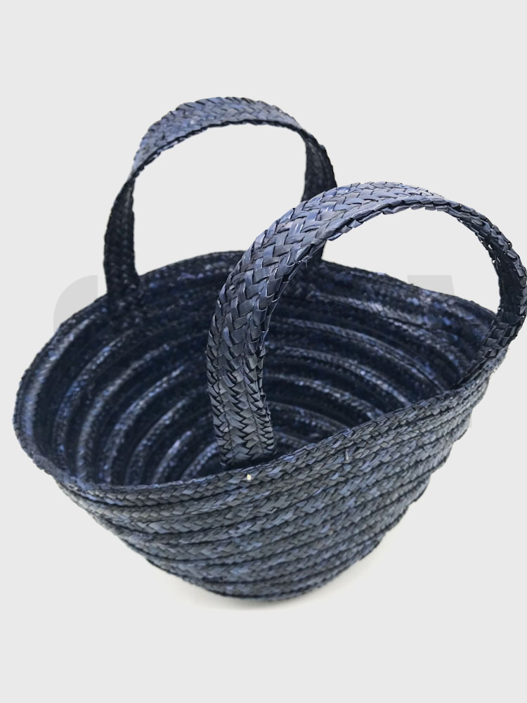 Borsa in paglia onda piccola con manici Blu G/04