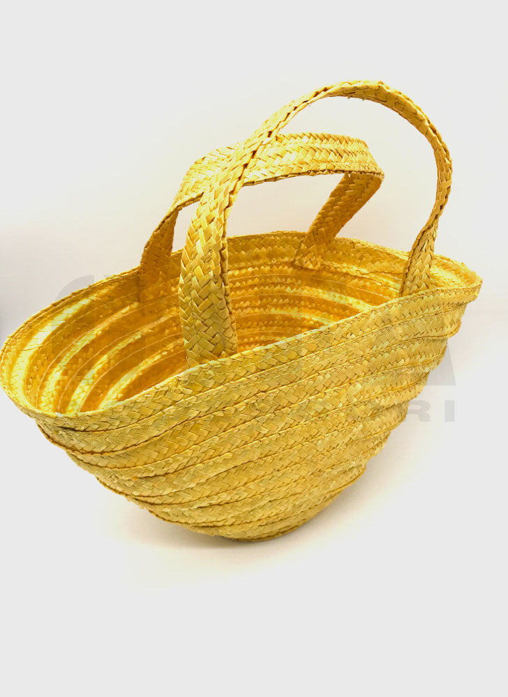 Borsa in paglia onda piccola con manici Giallo Limone G/04