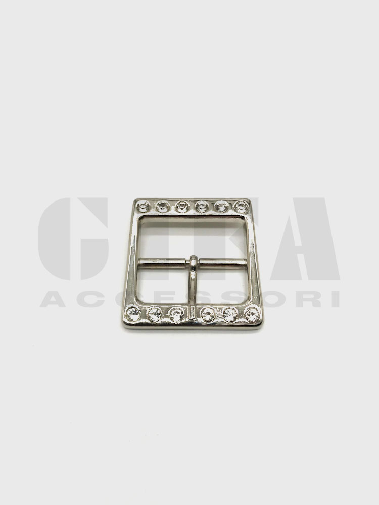 Fibbia doppio passo nichel + strass crystal 4 cm #G6