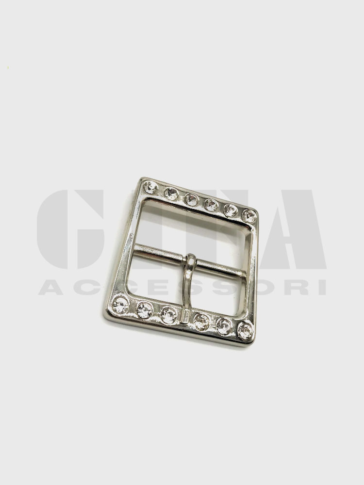 Fibbia doppio passo nichel + strass crystal 4 cm #G6