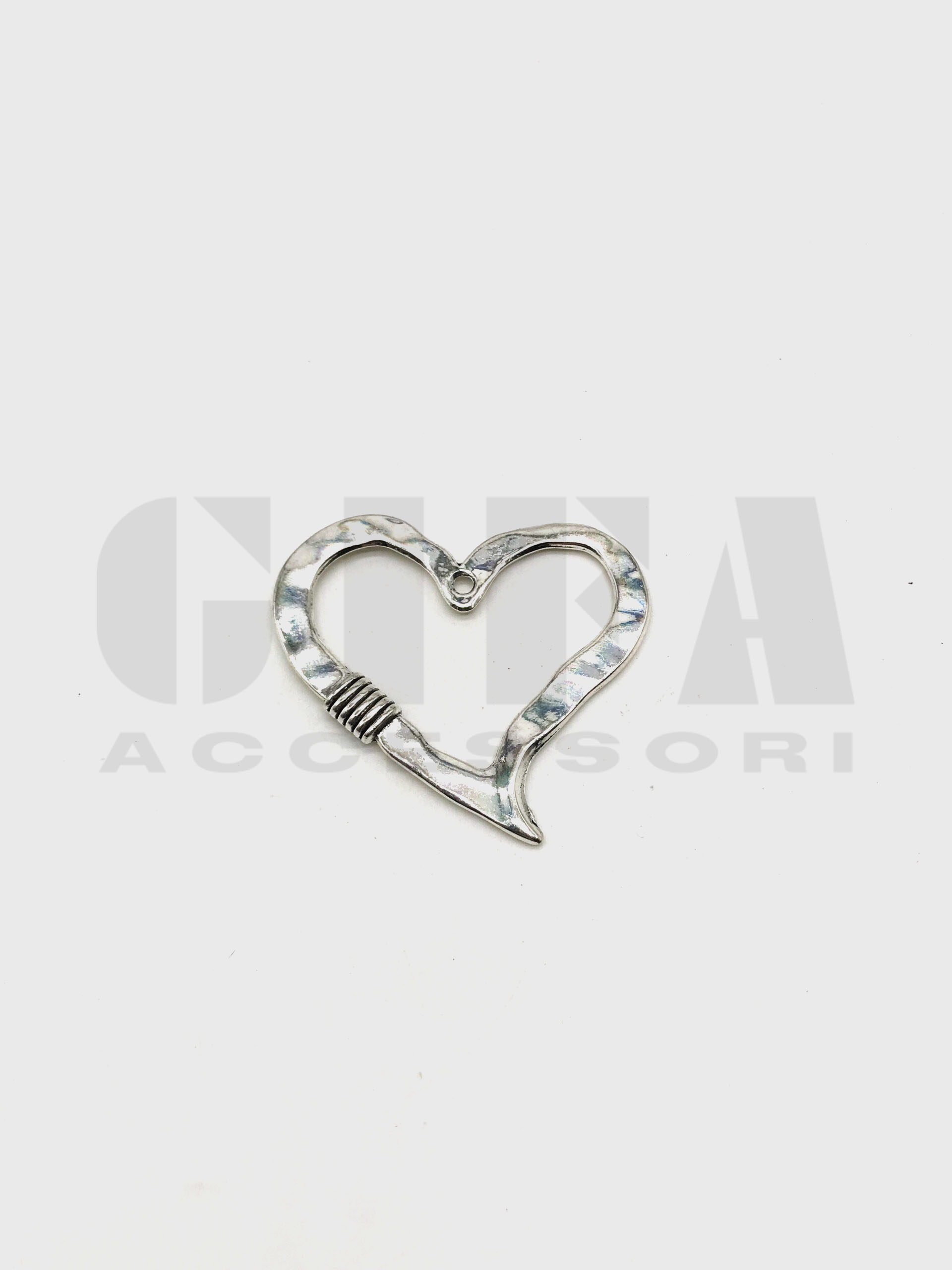 Ciondolo a cuore martellato nichel art 19957 - immagine 2
