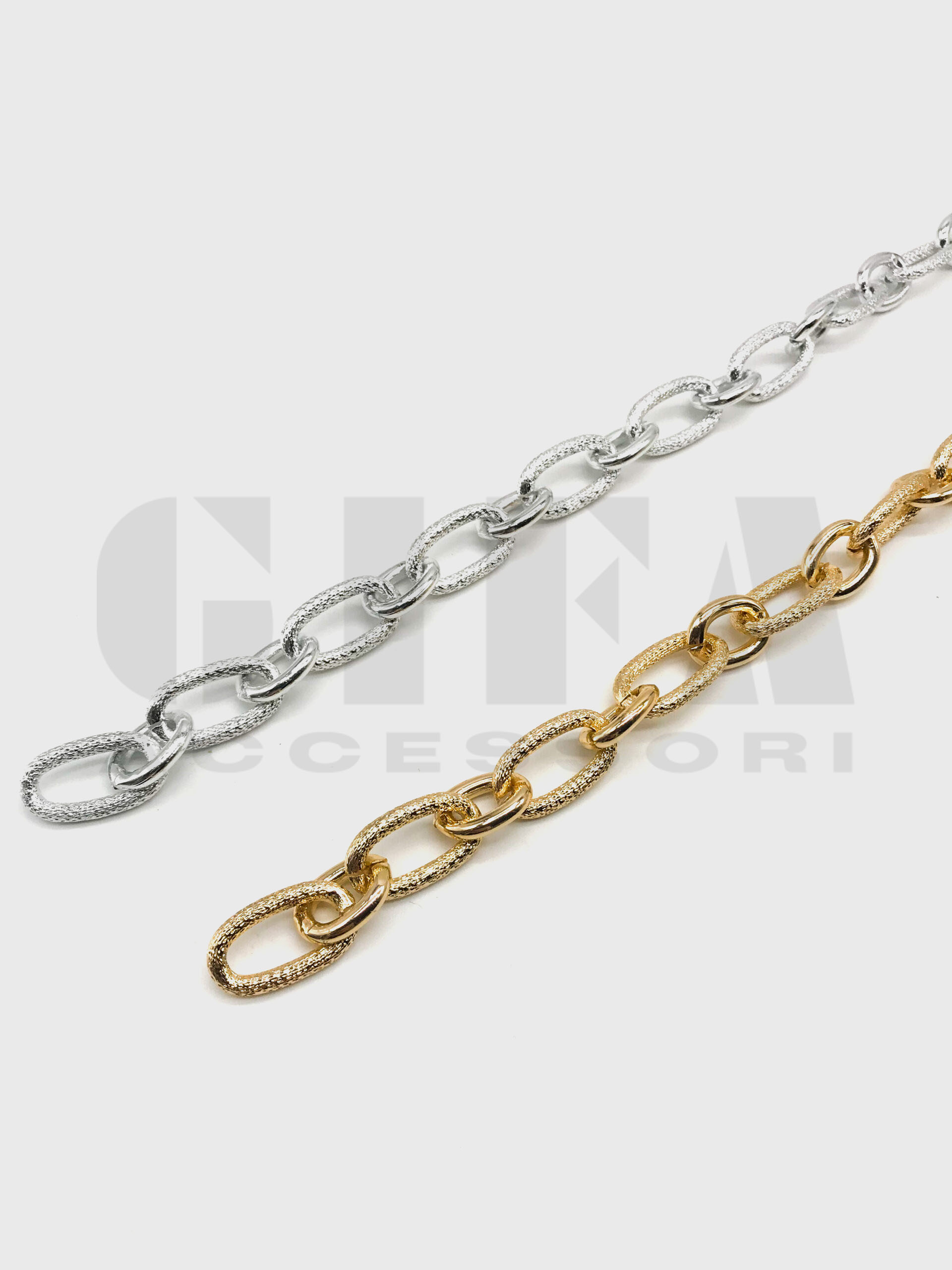 Catena in alluminio 3.5 ovale liscia e zigrinata