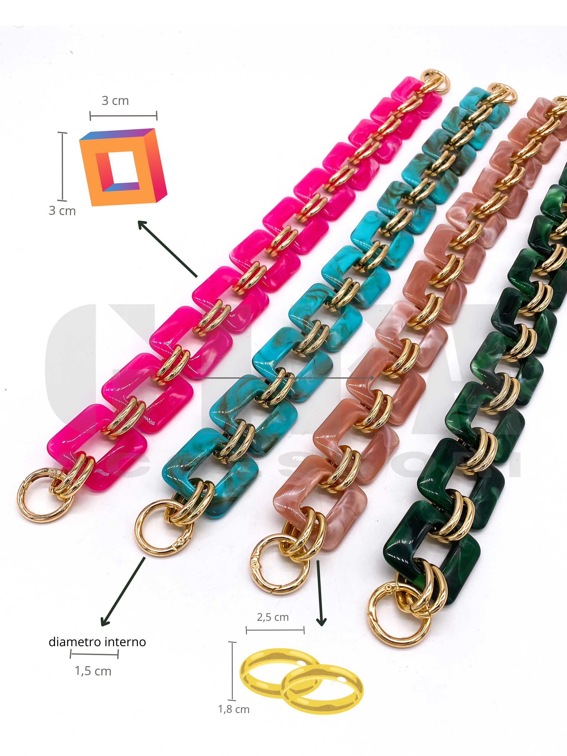 Catena in plastica e alluminio maglia quadrata cm 46