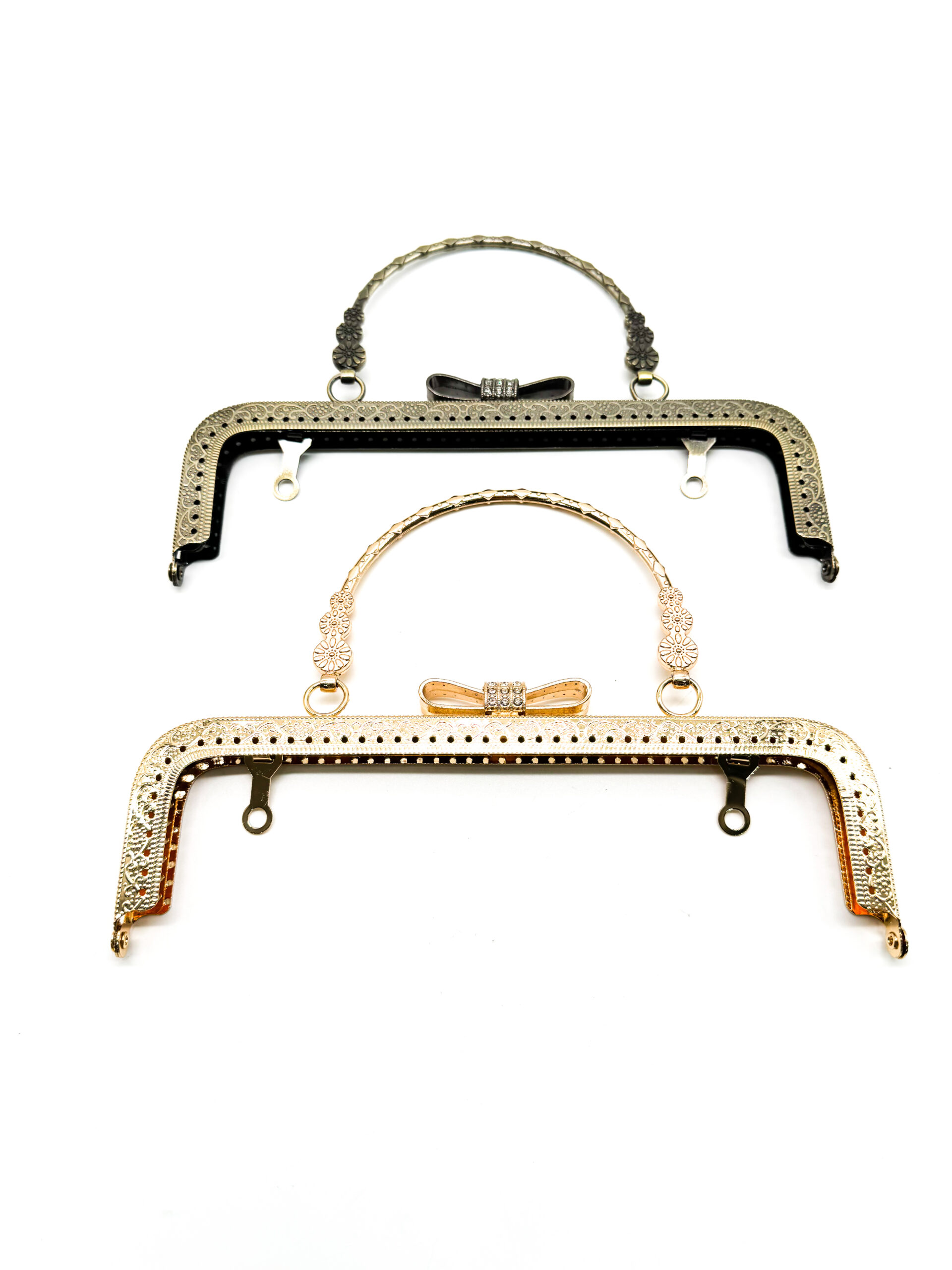 Clic clac fiocco con strass con manico 20 cm x 7,5 cm