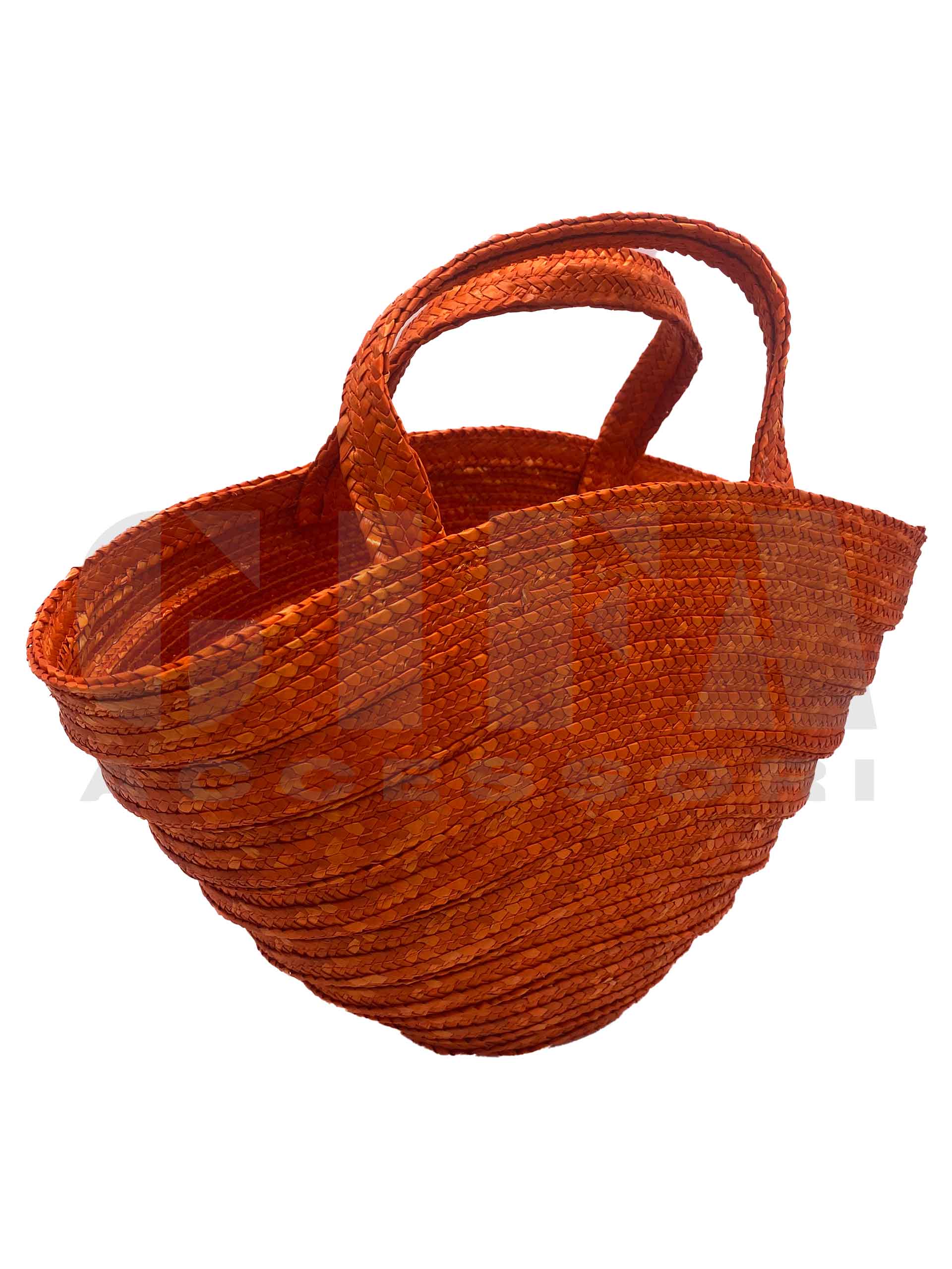 Borsa in paglia onda piccola con manici Arancione G/04