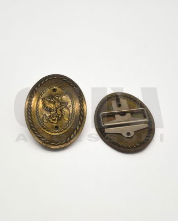 Fibbia a placca ovale per cinture con stemma cavaliere 4 cm Ottone vecchio