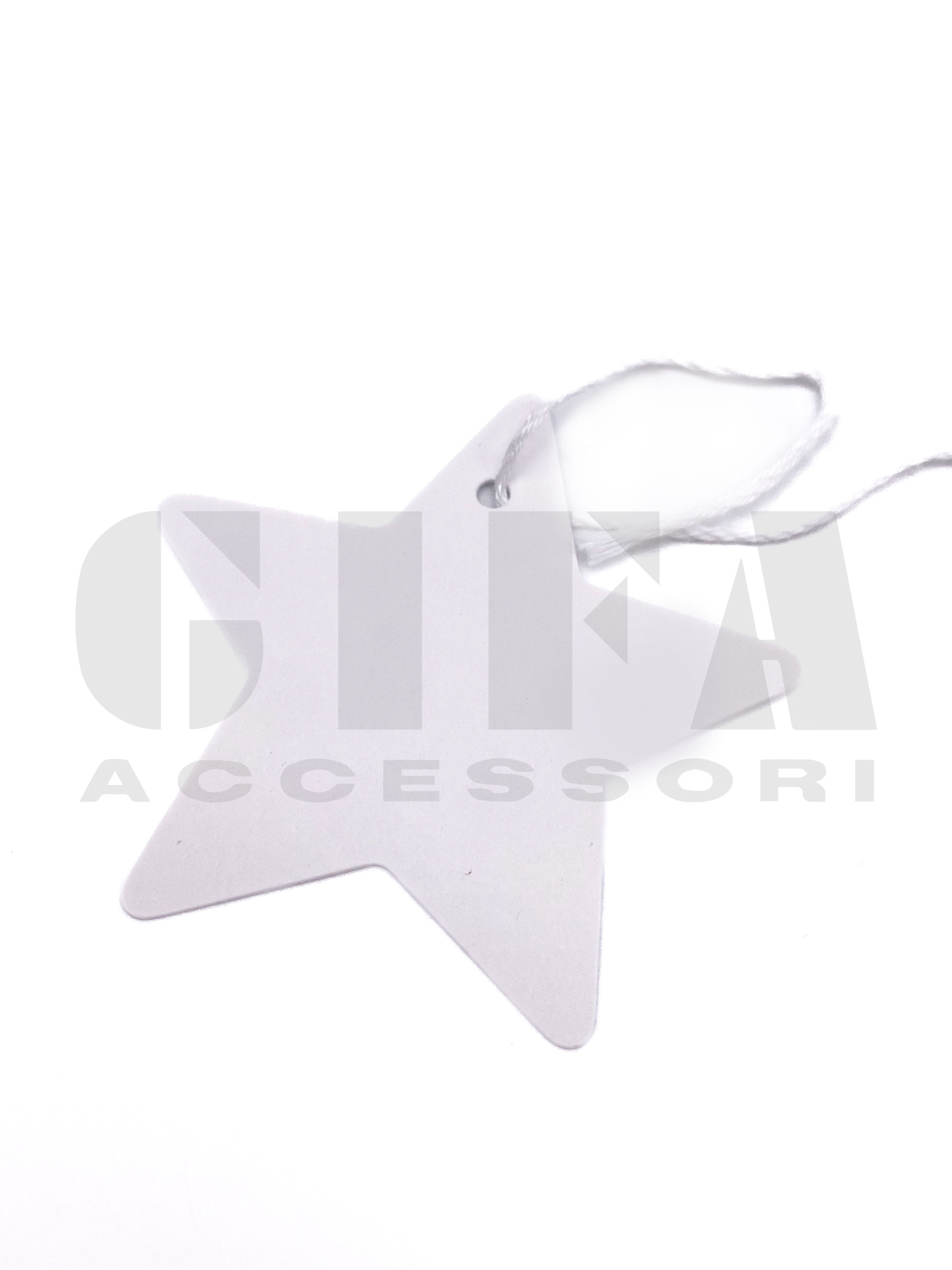 Cartellino bianco con laccetto forma stella conf. 12 pz art.844055