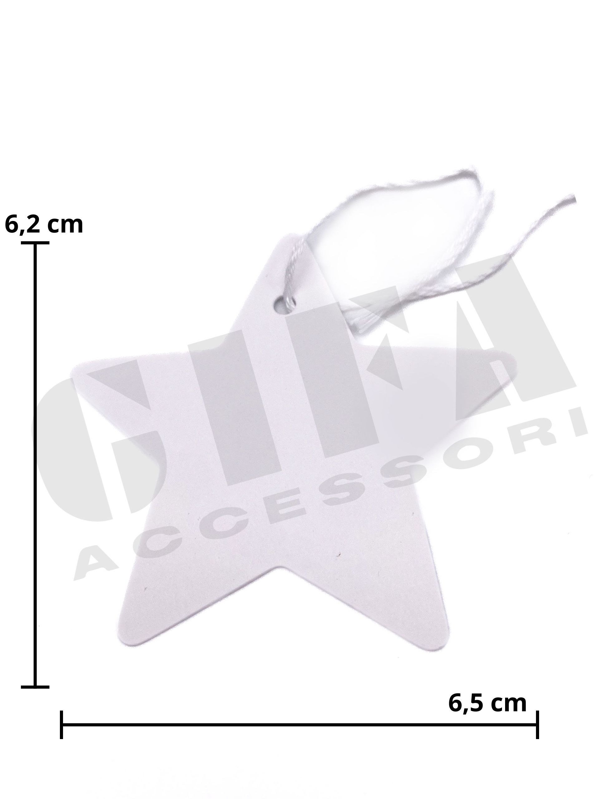 Cartellino bianco con laccetto forma stella conf. 12 pz art.844055