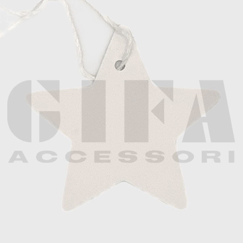 Cartellino bianco a stella compreso di filo personalizzato LOGO A COLORI a partire da € 0,60 al pz