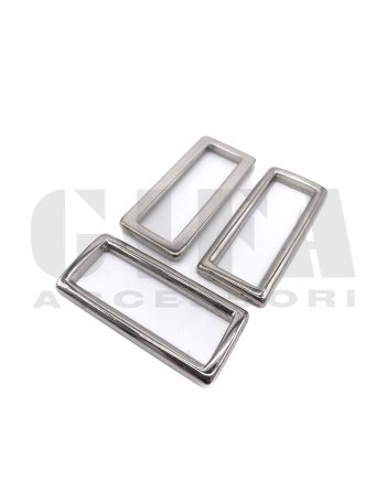 Anelli in zama rettangolari filo piatto 4 cm Nichel