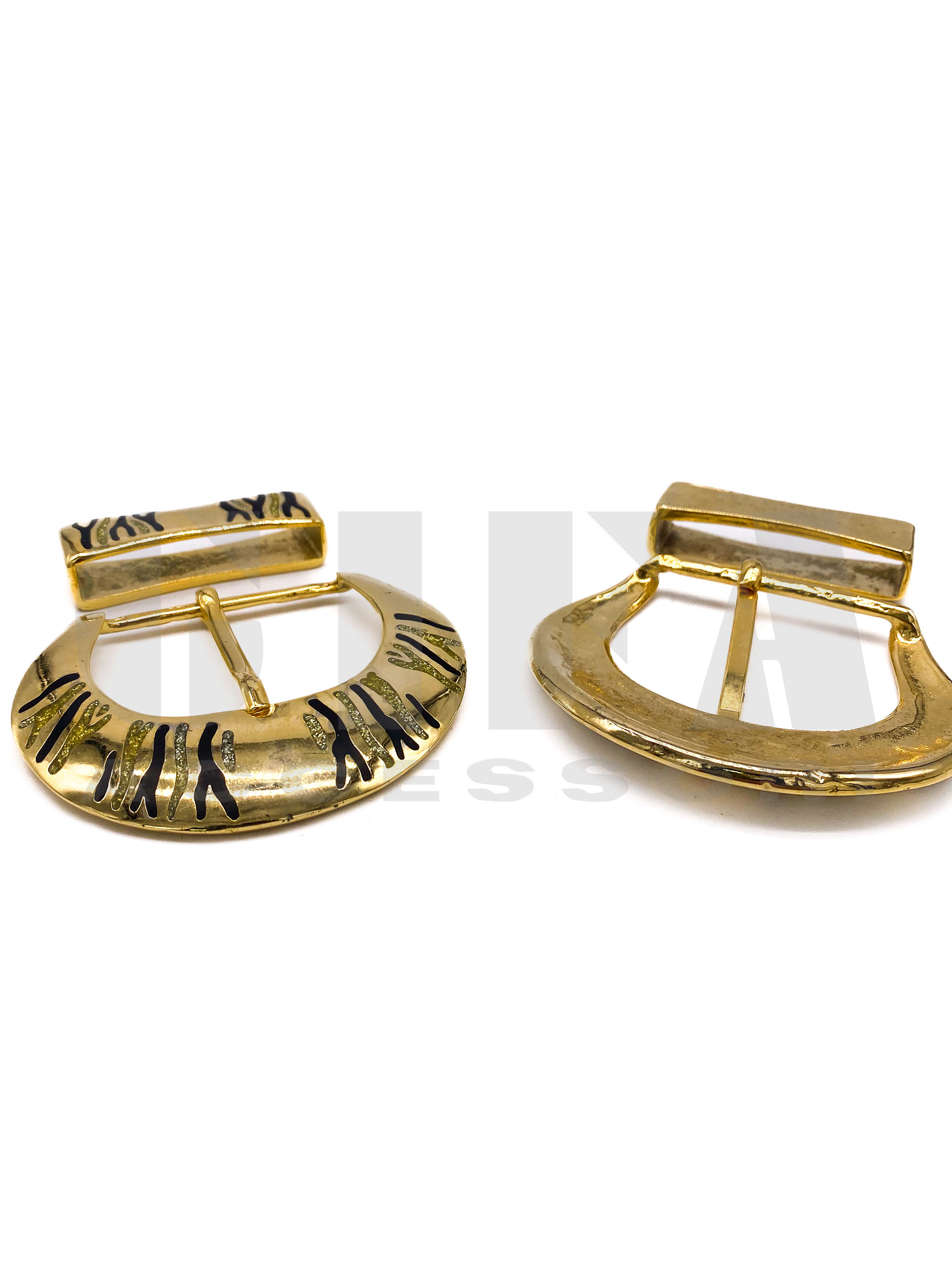 Fibbia da 4 cm con passante da 5 cm Oro e fantasia zebrata