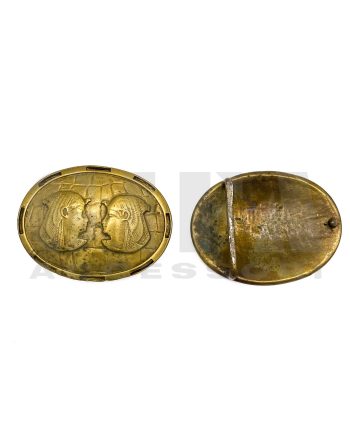Fibbia placca simboli Egiziani 5 cm Ottone vecchio