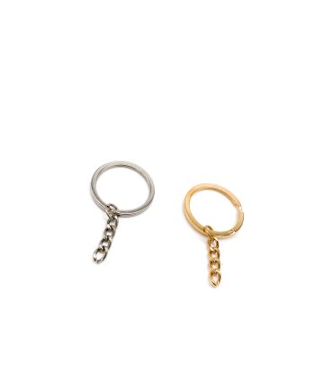 Anelli per portachiavi in ferro 2,6 cm filo piatto con catenina