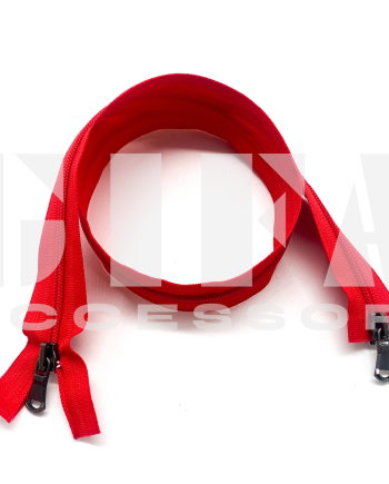 Chiusura lampo in nylon catena 5 doppio cursore Rosso fluo 67 cm