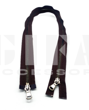 Chiusura lampo in nylon catena 5 doppio cursore Testa di moro varie misure