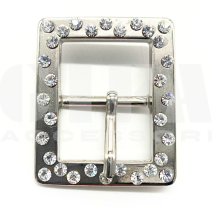Fibbia doppio passo nichel + strass crystal 3 cm #G9