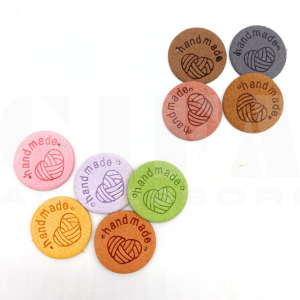 Etichette per borse e creazioni in finta pelle vari colori - tonde 2,5 cm confezione da 12 pz
