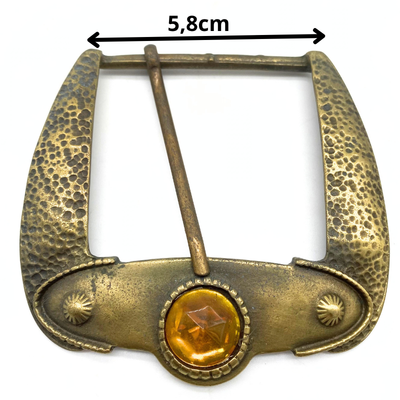 Fibbia 5,8 cm con pietra gialla ottone vecchio invecchiato #757 - immagine 2